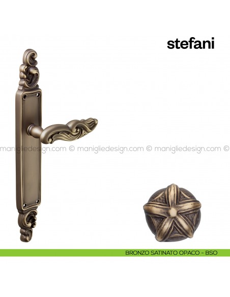 Maniglia per porta con placca Stefani Poggi Mariani bronzo satinato opaco - BSO cieca