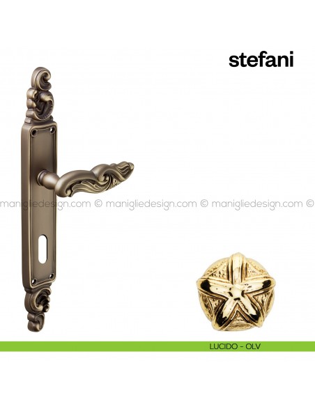 Maniglia per porta con placca Stefani Poggi Mariani lucido - OLV foro patent