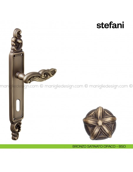 Maniglia per porta con placca Stefani Poggi Mariani bronzo satinato opaco - BSO foro patent