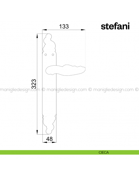 Maniglia per porta con placca Stefani Poggi Mariani foro patent interasse 70 mm