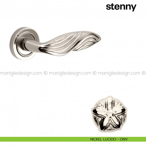 Maniglia per porta Stenny Poggi Mariani con rosetta tonda nickel lucido - ONV