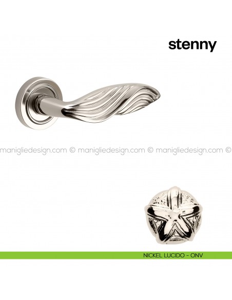 Maniglia per porta Stenny Poggi Mariani con rosetta tonda nickel lucido - ONV