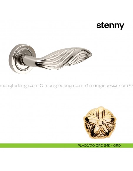 Maniglia per porta Stenny Poggi Mariani con rosetta tonda placcato oro 24K - ORO