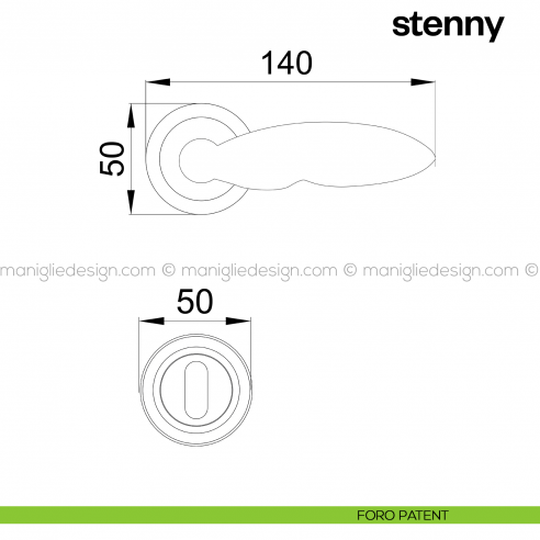 Maniglia per porta Stenny Poggi Mariani con rosetta tonda foro patent