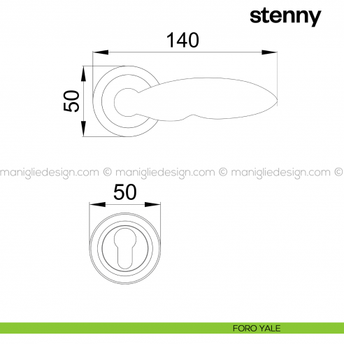 Maniglia per porta Stenny Poggi Mariani con rosetta tonda foro yale