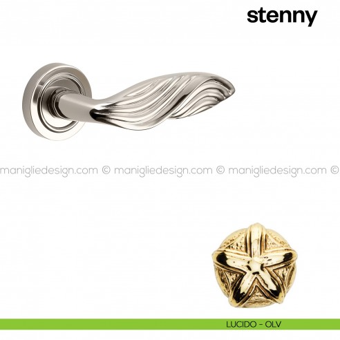 Maniglia per porta Stenny Poggi Mariani con rosetta tonda lucido - OLV