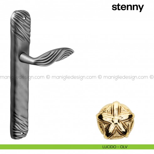 Maniglia per porta con placca Stenny Poggi Mariani lucido - OLV cieca