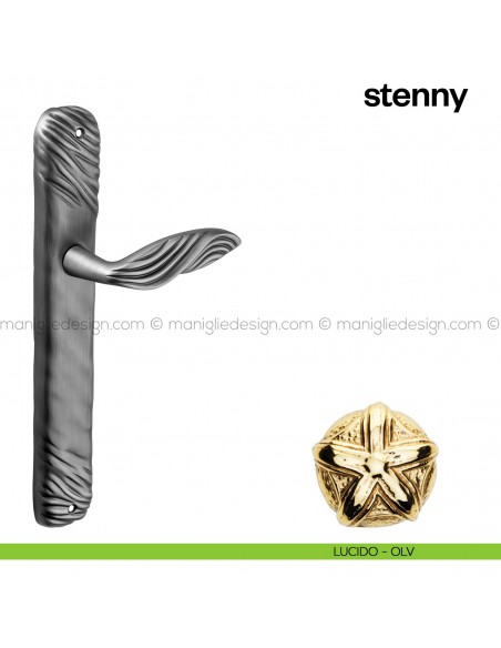 Maniglia per porta con placca Stenny Poggi Mariani lucido - OLV cieca