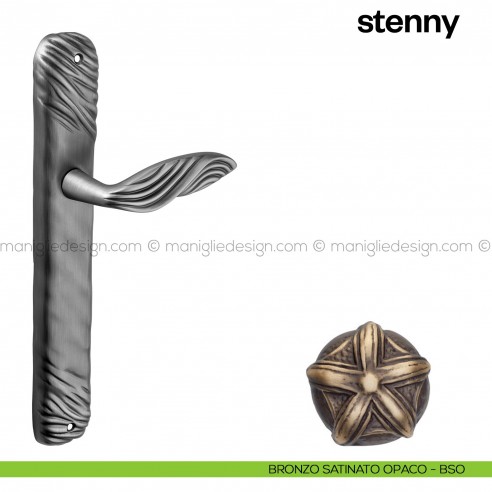 Maniglia per porta con placca Stenny Poggi Mariani bronzo satinato opaco - BSO cieca