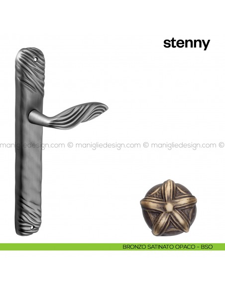 Maniglia per porta con placca Stenny Poggi Mariani bronzo satinato opaco - BSO cieca