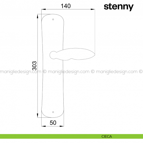 Maniglia per porta con placca Stenny Poggi Mariani cieca