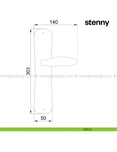 Maniglia per porta con placca Stenny Poggi Mariani cieca