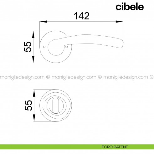 Maniglia per porta Cibele Poggi Mariani con rosetta tonda foro patent