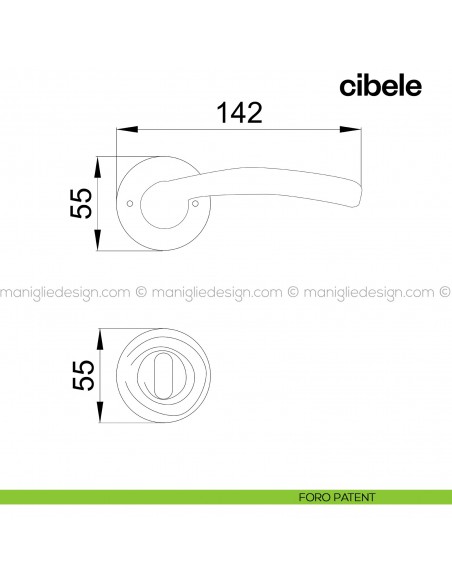 Maniglia per porta Cibele Poggi Mariani con rosetta tonda foro patent
