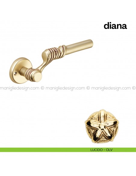 Maniglia per porta Diana Poggi Mariani con rosetta tonda lucido - OLV