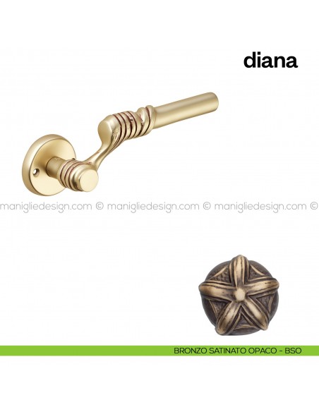 Maniglia per porta Diana Poggi Mariani con rosetta tonda bronzo satinato opaco - BSO