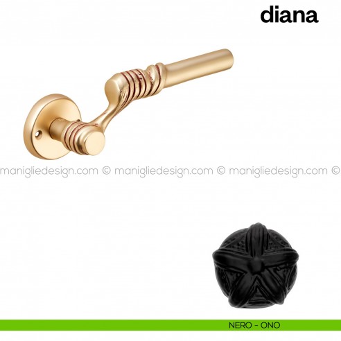 Maniglia per porta Diana Poggi Mariani con rosetta tonda nero - ONO