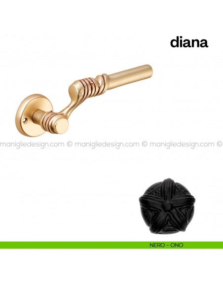 Maniglia per porta Diana Poggi Mariani con rosetta tonda nero - ONO
