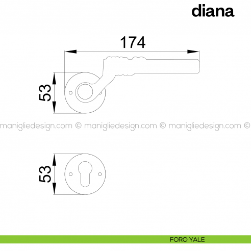 Maniglia per porta Diana Poggi Mariani con rosetta tonda foro yale