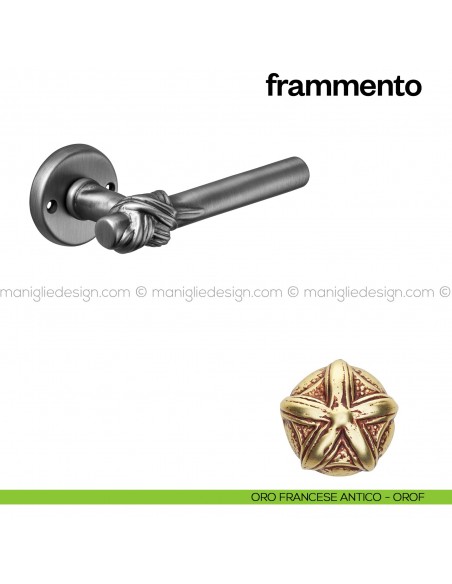 Maniglia per porta Frammento Poggi Mariani con rosetta tonda oro francese antico - OROF