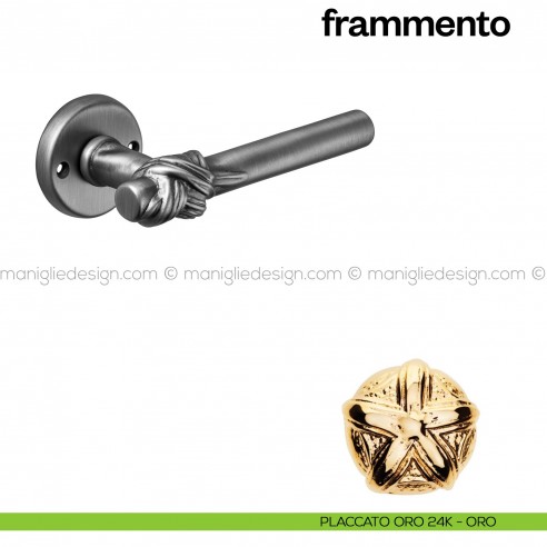 Maniglia per porta Frammento Poggi Mariani con rosetta tonda placcato oro 24K - ORO