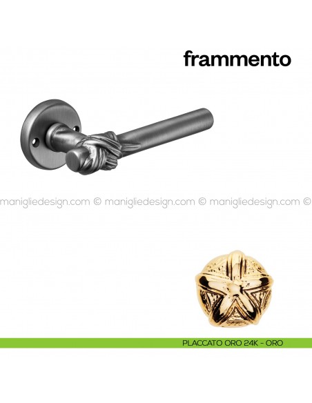 Maniglia per porta Frammento Poggi Mariani con rosetta tonda placcato oro 24K - ORO