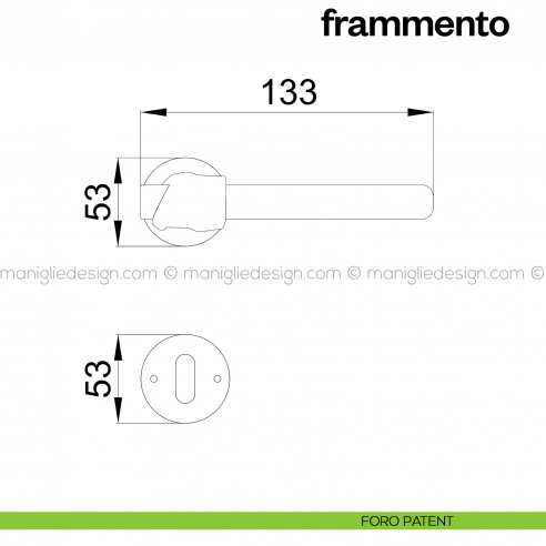 Maniglia per porta Frammento Poggi Mariani con rosetta tonda foro patent