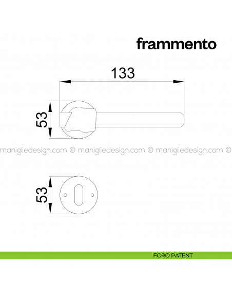 Maniglia per porta Frammento Poggi Mariani con rosetta tonda foro patent