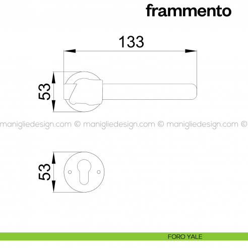 Maniglia per porta Frammento Poggi Mariani con rosetta tonda foro yale
