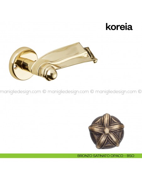 Maniglia per porta Koreia Poggi Mariani con rosetta tonda bronzo satinato opaco - BSO