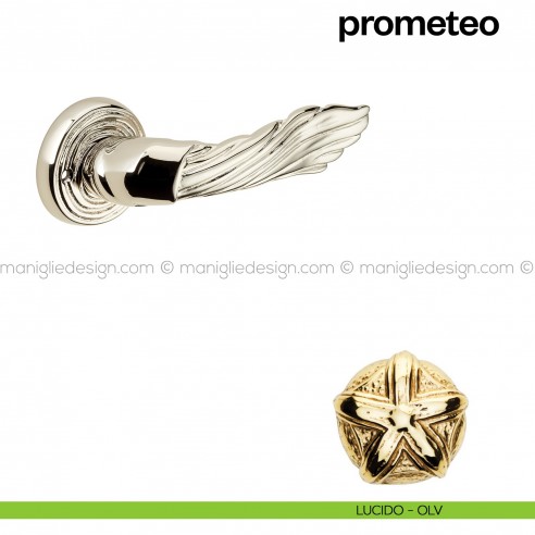 Maniglia per porta Prometeo Poggi Mariani con rosetta tonda lucido - OLV