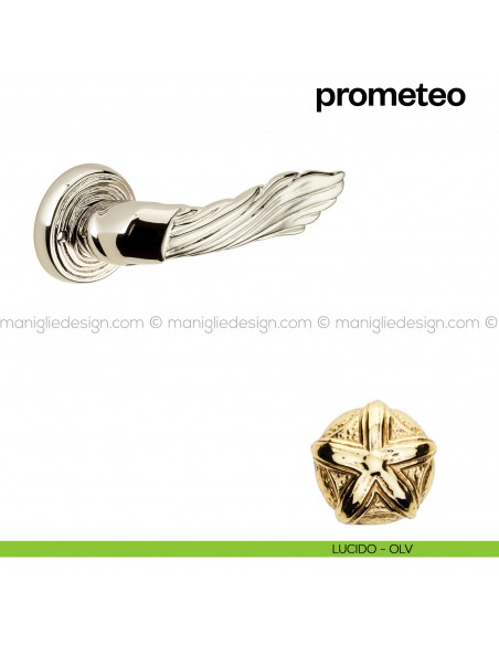 Maniglia per porta Prometeo Poggi Mariani con rosetta tonda lucido - OLV