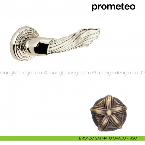 Maniglia per porta Prometeo Poggi Mariani con rosetta tonda bronzo satinato opaco - BSO