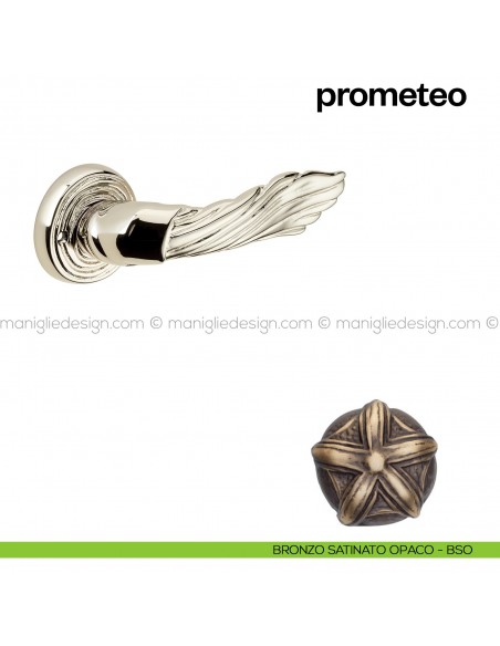 Maniglia per porta Prometeo Poggi Mariani con rosetta tonda bronzo satinato opaco - BSO