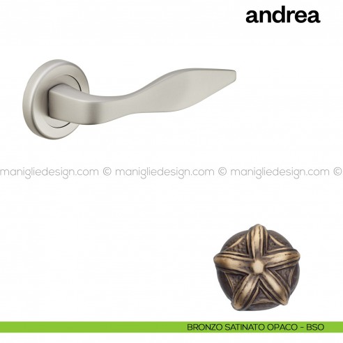 Maniglia per porta Andrea Poggi Mariani con rosetta tonda Bronzo satinato opaco _BSO