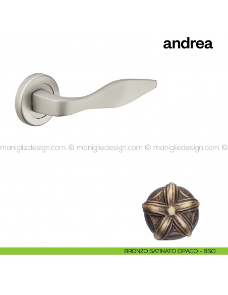 Maniglia per porta Andrea Poggi Mariani con rosetta tonda Bronzo satinato opaco _BSO