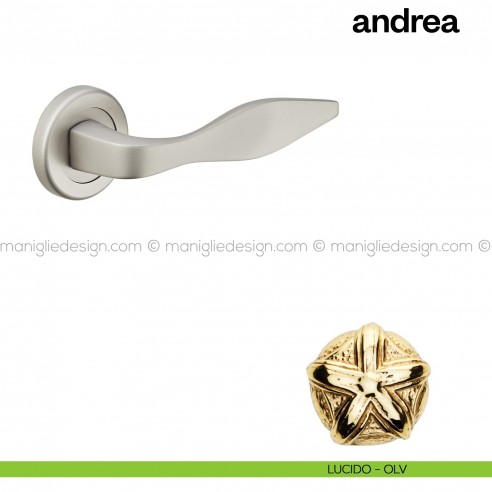 Maniglia per porta Andrea Poggi Mariani con rosetta tonda Lucido - OLV