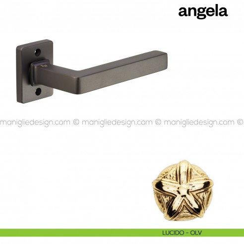 Maniglia per porta Angela Poggi Mariani con rosetta rettangolare lucido - OLV