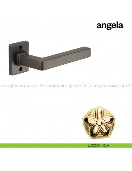 Maniglia per porta Angela Poggi Mariani con rosetta rettangolare lucido - OLV
