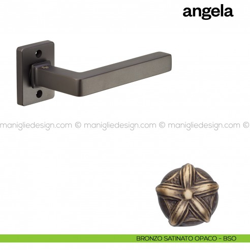 Maniglia per porta Angela Poggi Mariani con rosetta rettangolare bronzo satinato opaco - BSO