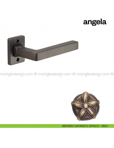 Maniglia per porta Angela Poggi Mariani con rosetta rettangolare bronzo satinato opaco - BSO