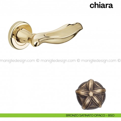 Maniglia per porta Chiara Poggi Mariani con rosetta tonda Bronzo satinato opaco - BSO