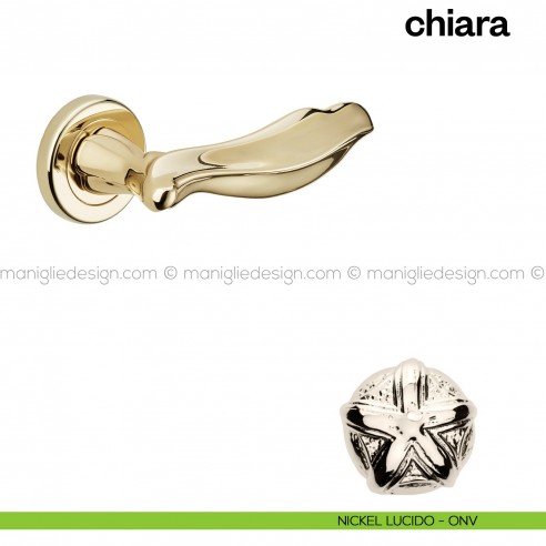 Maniglia per porta Chiara Poggi Mariani con rosetta tonda Nickel lucido - ONV