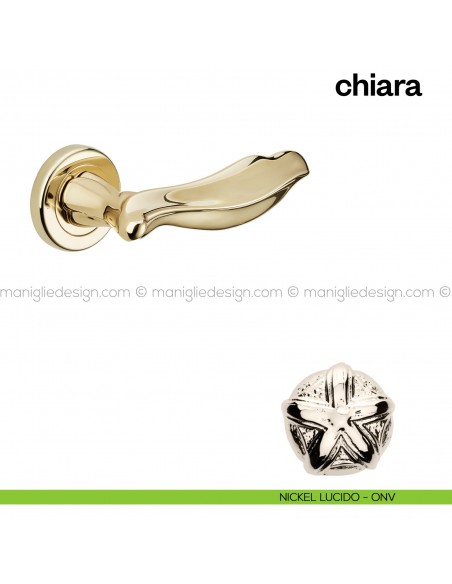 Maniglia per porta Chiara Poggi Mariani con rosetta tonda Nickel lucido - ONV