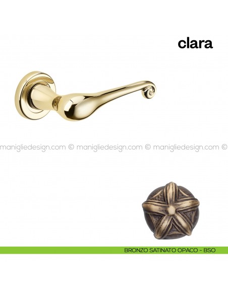 Maniglia per porta Clara Poggi Mariani con rosetta tonda Bronzo satinato opaco - BSO