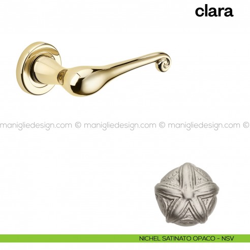 Maniglia per porta Clara Poggi Mariani con rosetta tonda Nickel satinato opaco - NSV