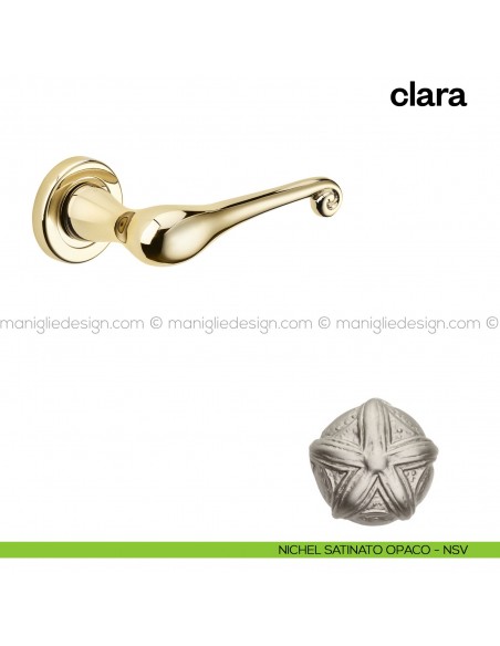 Maniglia per porta Clara Poggi Mariani con rosetta tonda Nickel satinato opaco - NSV
