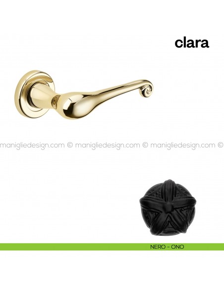 Maniglia per porta Clara Poggi Mariani con rosetta tonda Nero - ONO