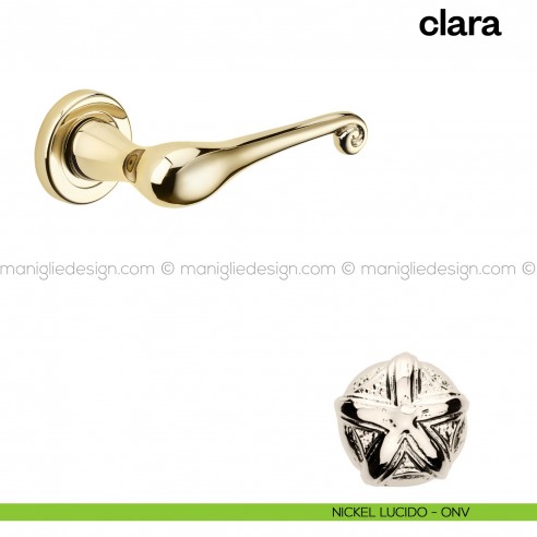 Maniglia per porta Clara Poggi Mariani con rosetta tonda Nickel lucido - ONV