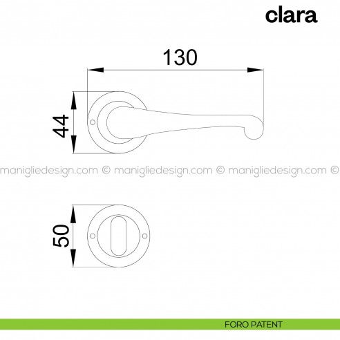 Maniglia per porta Clara Poggi Mariani con rosetta tonda foro patent
